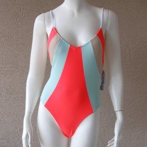 MALIBU Backless Colorblock One Piece Swimsuit